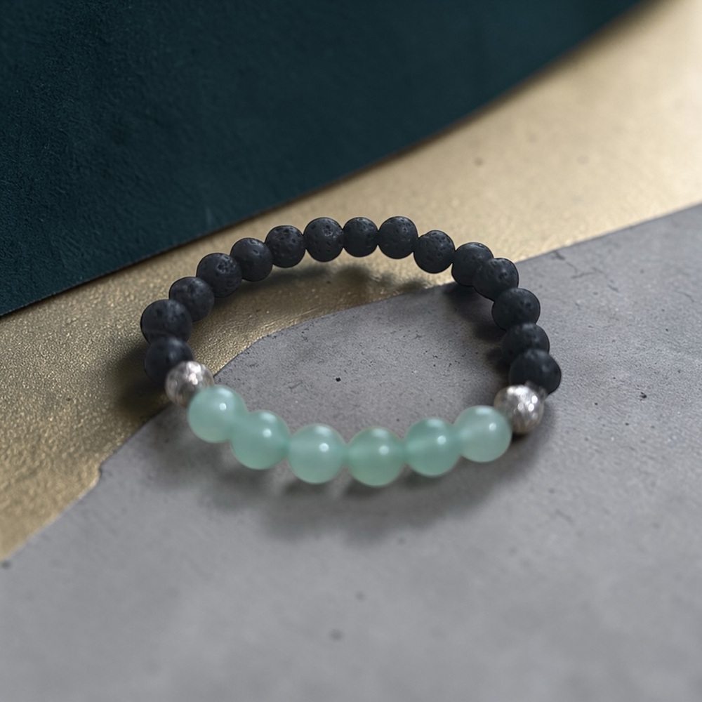 ✨ Whispers of Calm – Amazonite & Lava Stone Aromatherapy Bracelet - Picture 2 of 4